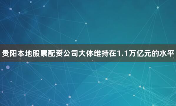 贵阳本地股票配资公司大体维持在1.1万亿元的水平