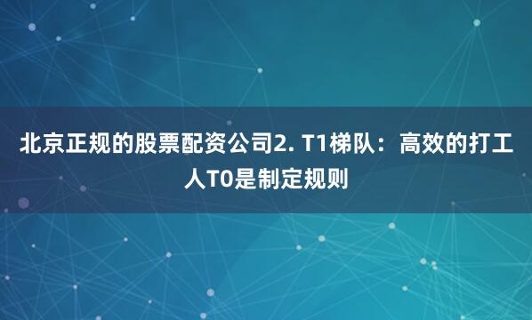北京正规的股票配资公司2. T1梯队：高效的打工人T0是制定规则